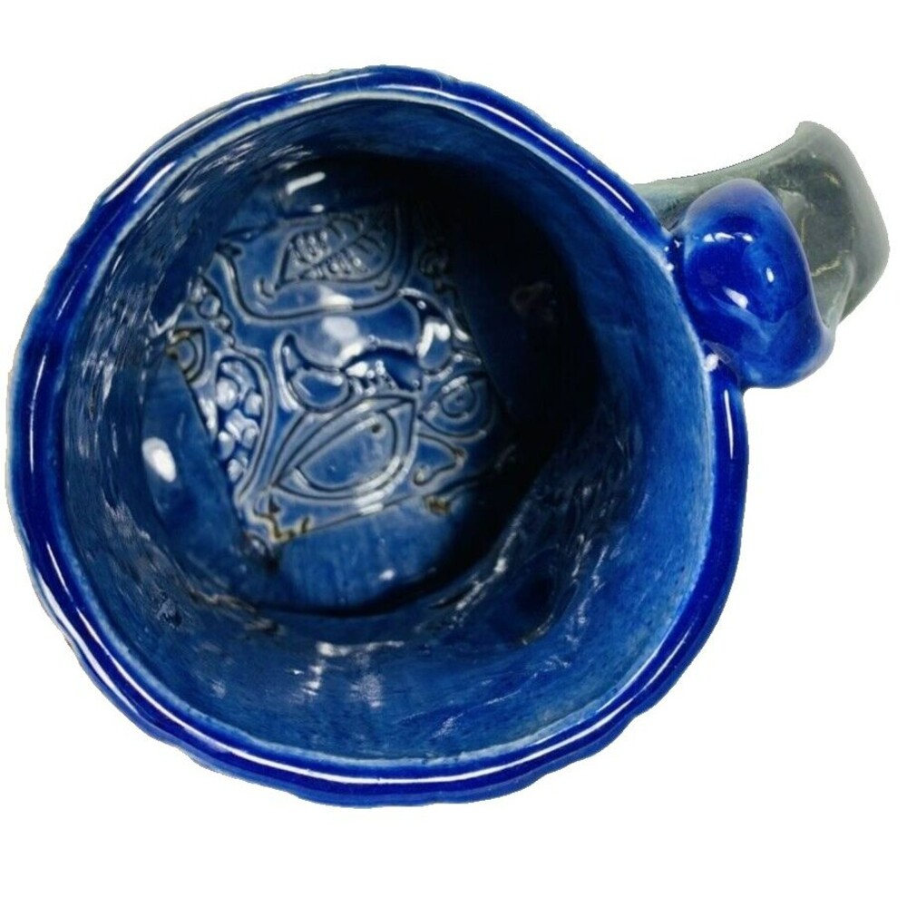 Ben Behunin Forget-Me-Not Coffee Mug Studio Pottery Blue White with surprise USA - Picture 6 of 10